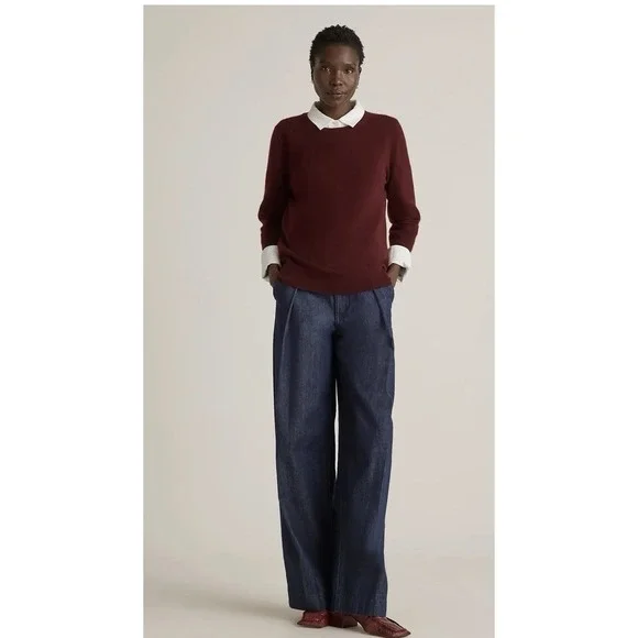 QUINCE Women 100% Mongolian Cashmere Crewneck Sweater Rich Burgundy XL NWT - Picture 2 of 9